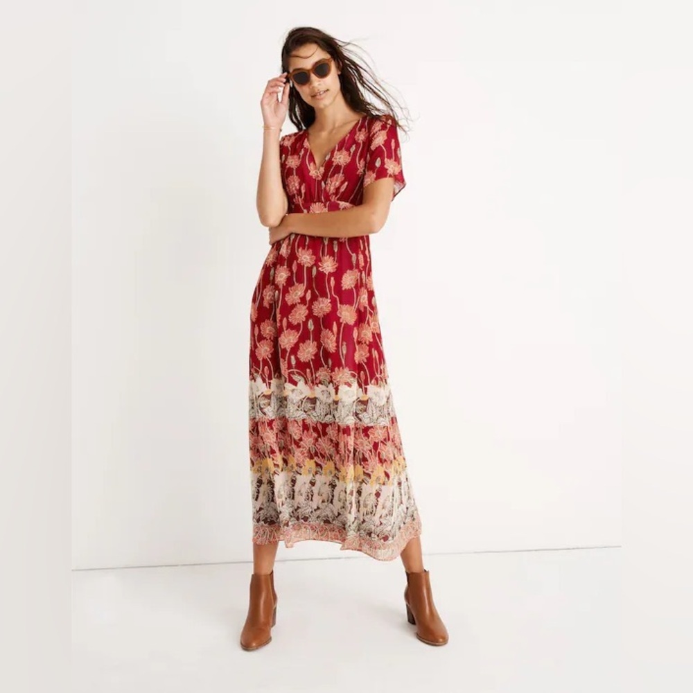 Madewell Tulip-Sleeve Maxi Dress in Tall Sunflowers - Size 6